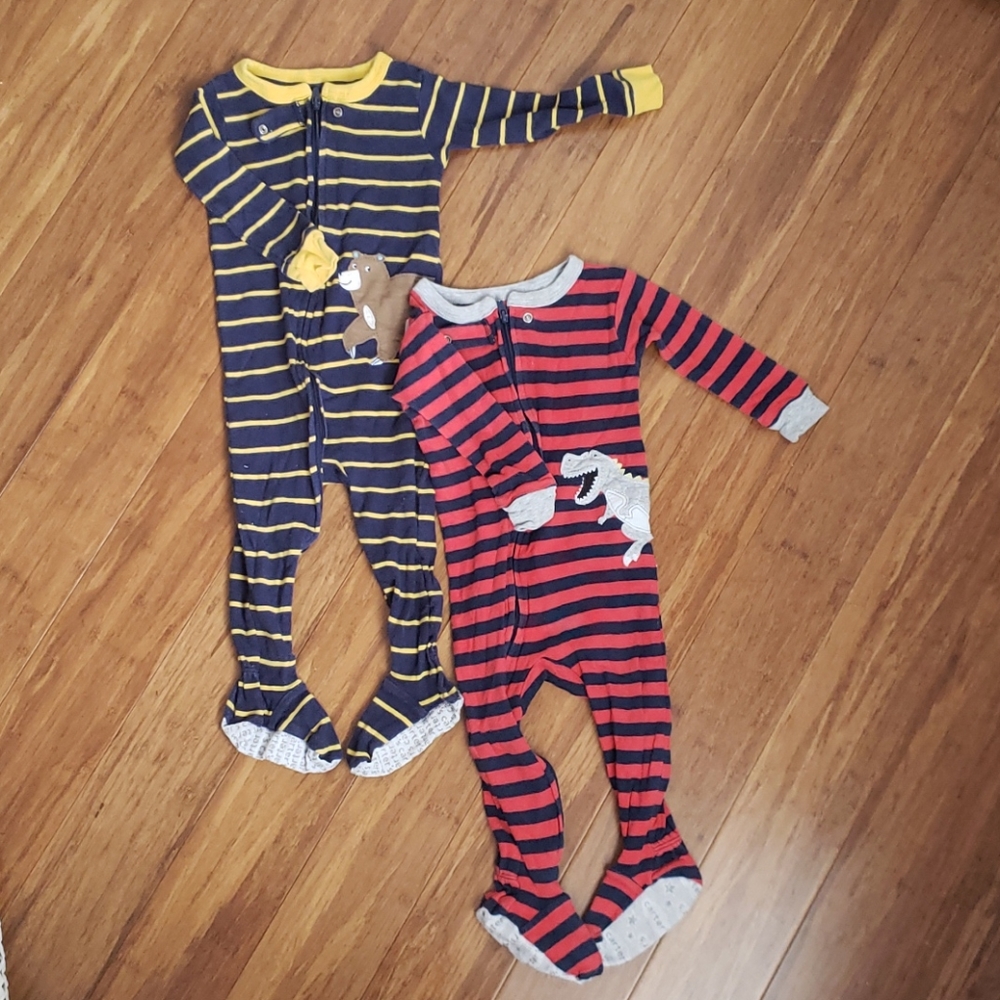 Baby Boys - 2 pack footed, 100% cotton PJs
